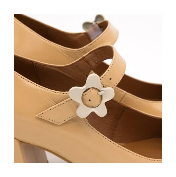 Jett Flower - Zapatos Mary Jane Con Hebilla De Flor Y Tacon Ancho