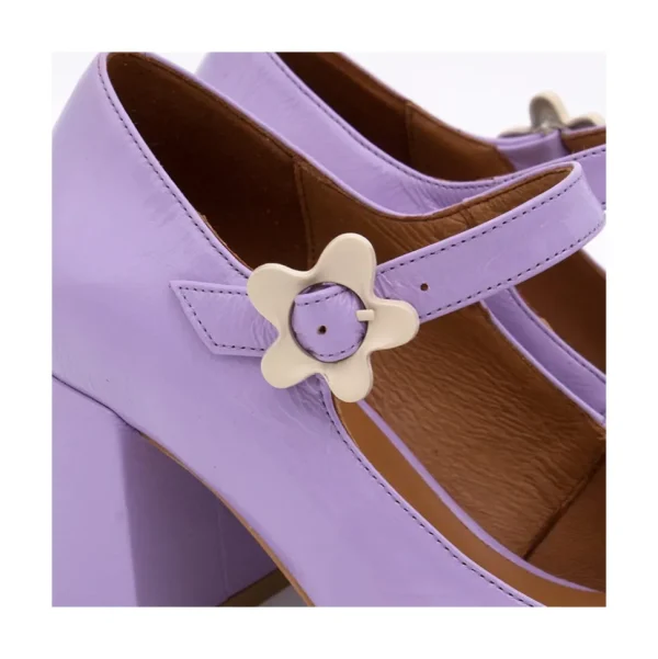 Jett Flower - Zapatos Mary Jane Con Hebilla De Flor Y Tacon Ancho