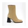 Oconnor - Botin De Piel Brillante Con Tacon Ancho Con Cremallera