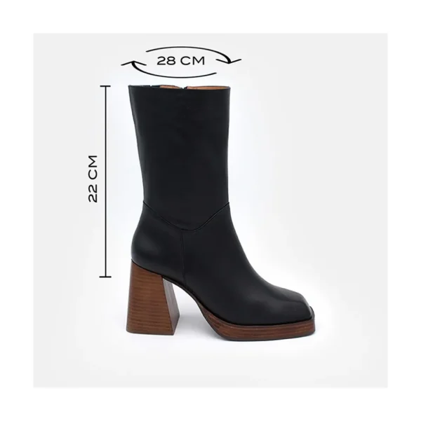 Olama - Botas De Mujer Comodas De Piel Con Tacon Chunky Y Plataforma