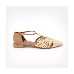 Pulp - Sandalia De Rafia T-Strap Con Puntera Y Talon Cerrado.