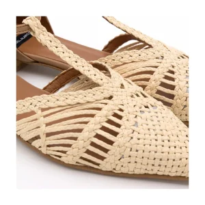 Pulp - Sandalia De Rafia T-Strap Con Puntera Y Talon Cerrado.